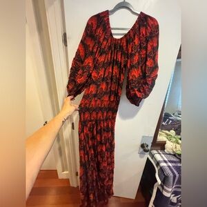 Manaola Red and Black Long Sleeve Dress